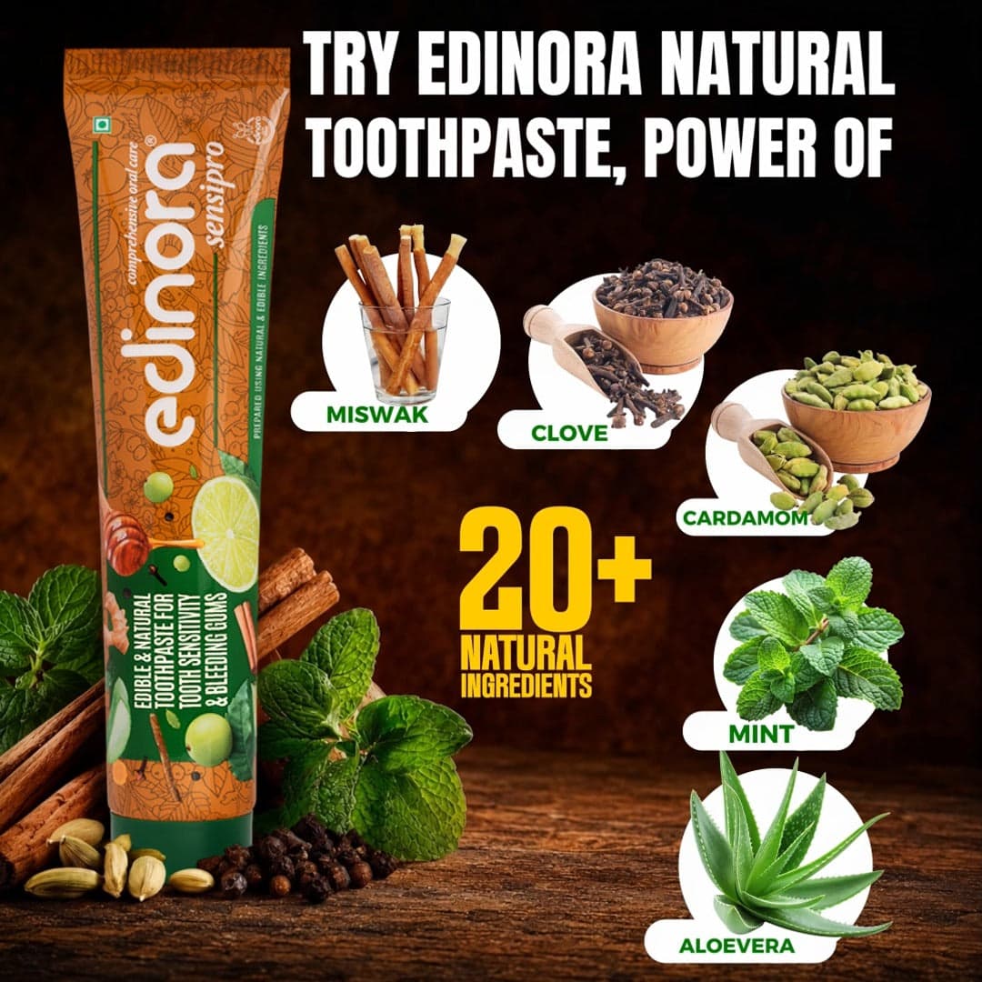 Edinora Sensipro ayurvedic toothpaste | For sensitivity, bad breath & bleeding gums | Oral microbiome friendly | No SLS, Parabens image 2