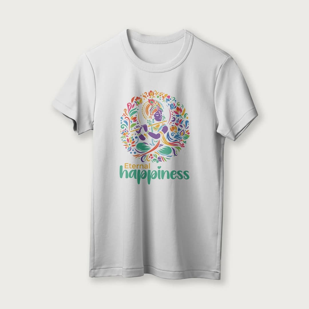 Eternal Happiness | English | Unisex T-Shirt | 100% Cotton | Regular Fit | Spiritual Graphic Tee image 7