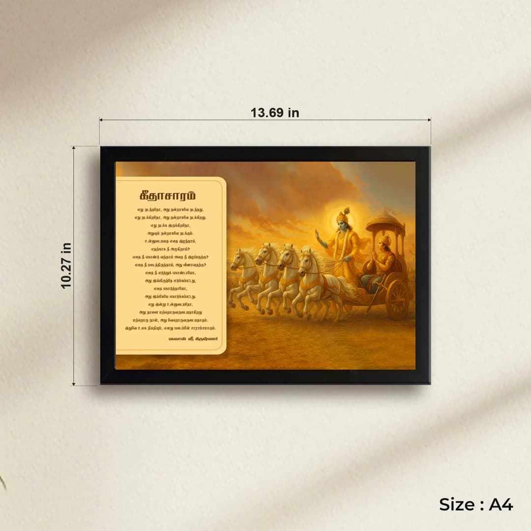 Geetha Saaram | Bhagavad Gita | Powerful Photo Frame | A3 | A4 | 5x7 Inch image 2