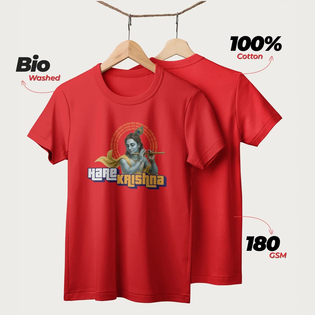 Hare Krishna | English | Unisex T-Shirt | 100% Cotton | Regular Fit | Spiritual Graphic Tee image 4