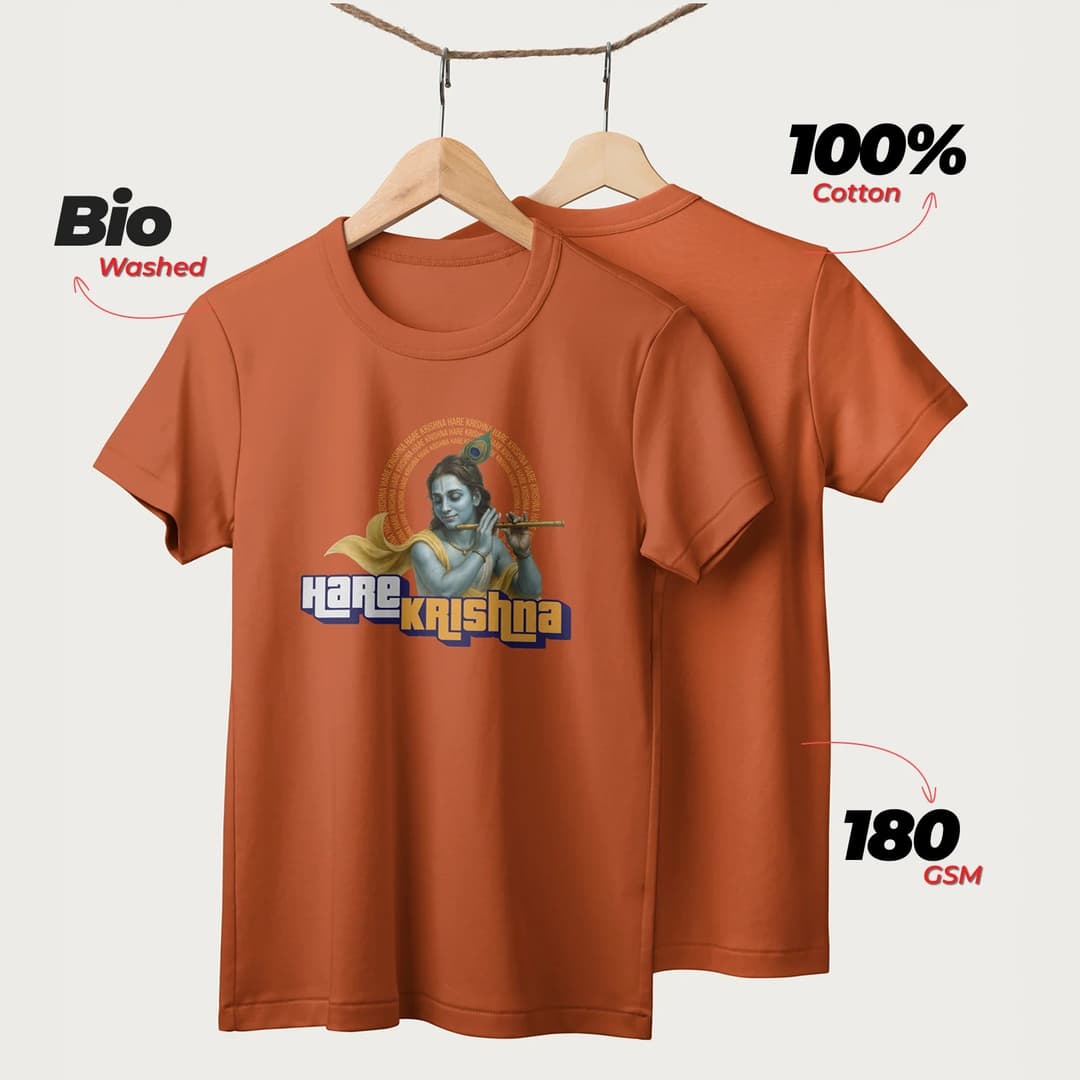 Hare Krishna | English | Unisex T-Shirt | 100% Cotton | Regular Fit | Spiritual Graphic Tee image 8