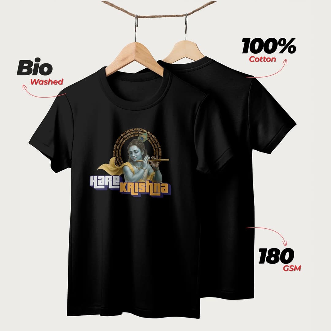 Hare Krishna | English | Unisex T-Shirt | 100% Cotton | Regular Fit | Spiritual Graphic Tee image 10