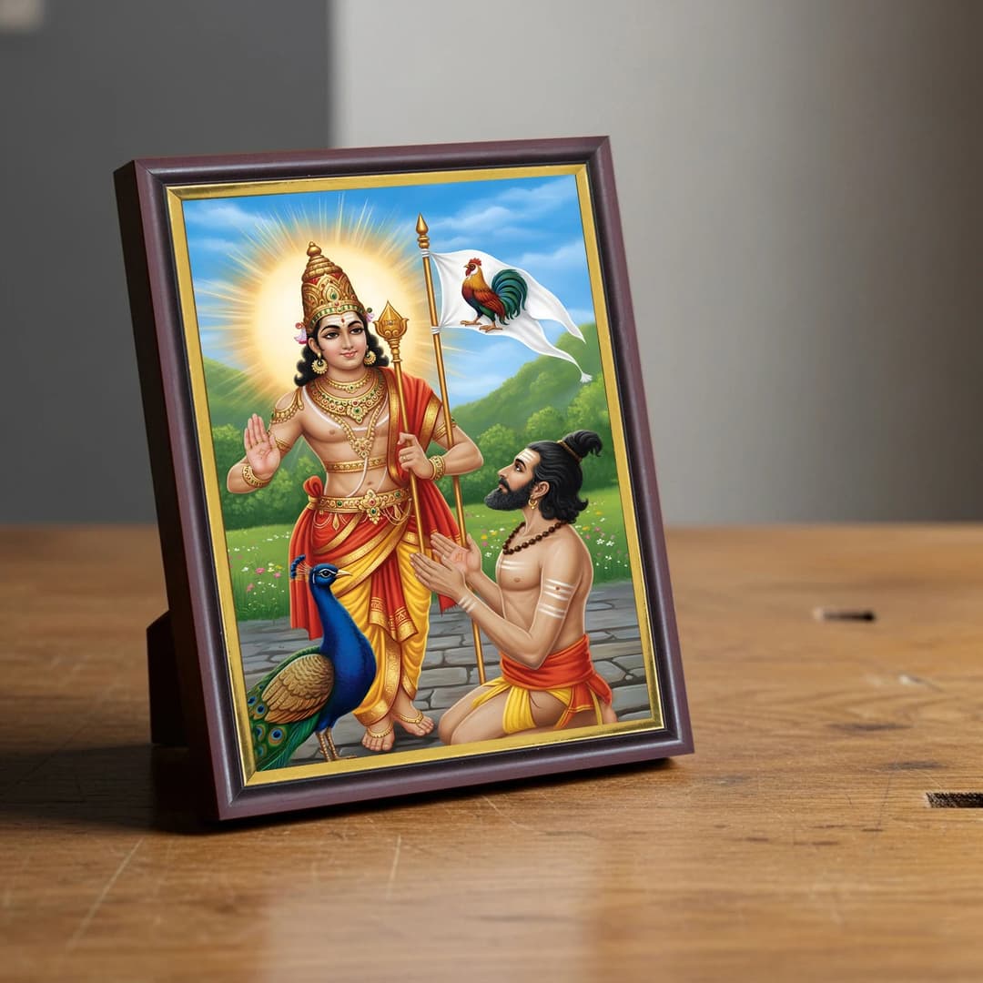 Lord Muruga and Arunagirinathar | Spiritual Guru | Powerful Photo Frame | A3 | A4 | 6x8 inch image 2