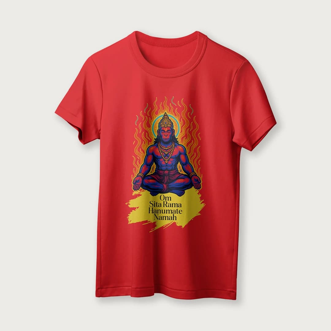 Om Sita Rama Hanumate Namah | English | Unisex T-Shirt | 100% Cotton | Regular Fit | Spiritual Graphic Tee | D1 image 12