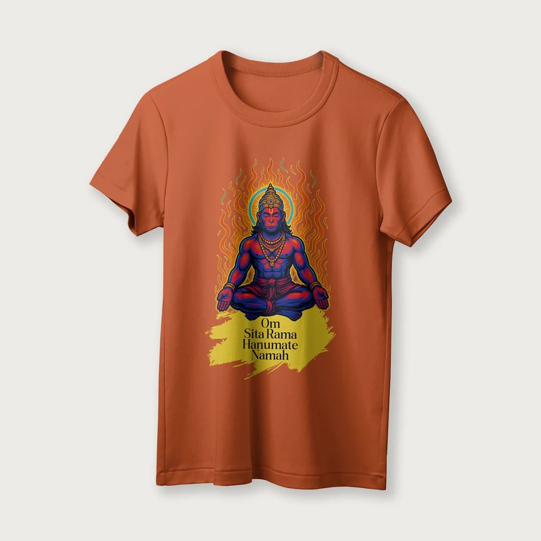 Om Sita Rama Hanumate Namah | English | Unisex T-Shirt | 100% Cotton | Regular Fit | Spiritual Graphic Tee | D1 image 13