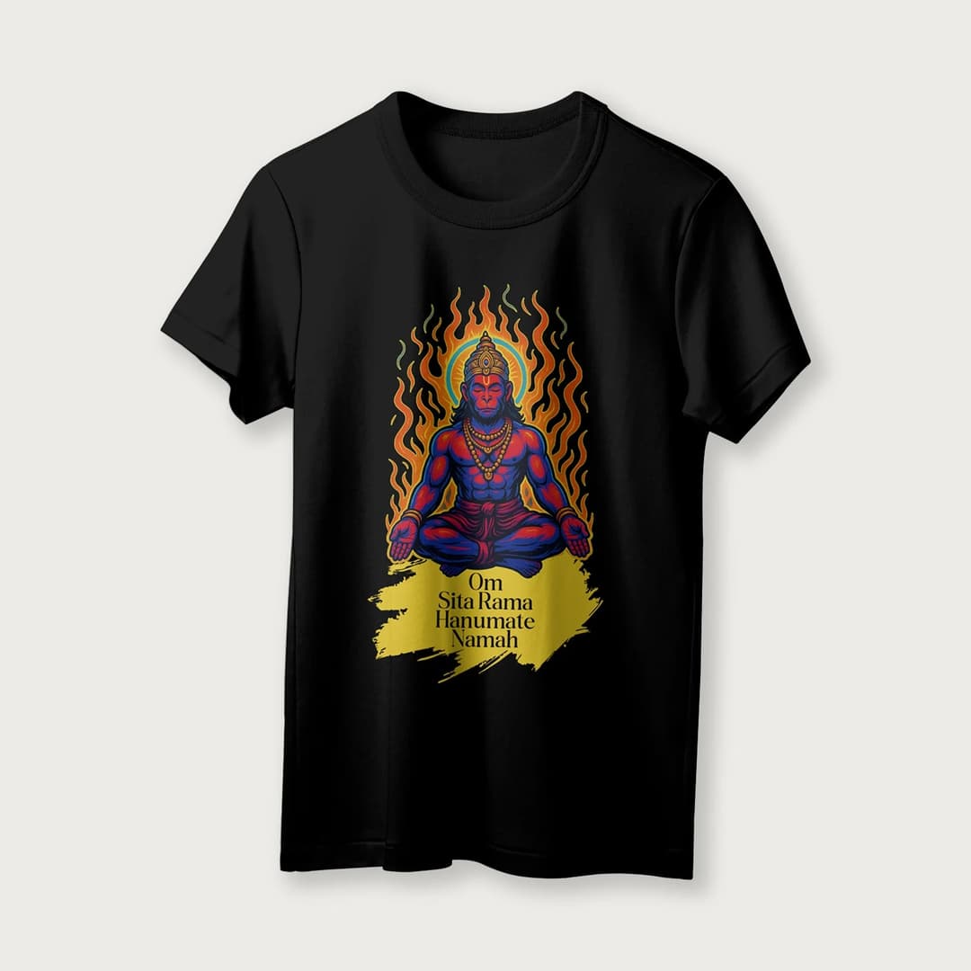 Om Sita Rama Hanumate Namah | English | Unisex T-Shirt | 100% Cotton | Regular Fit | Spiritual Graphic Tee | D1 image 14