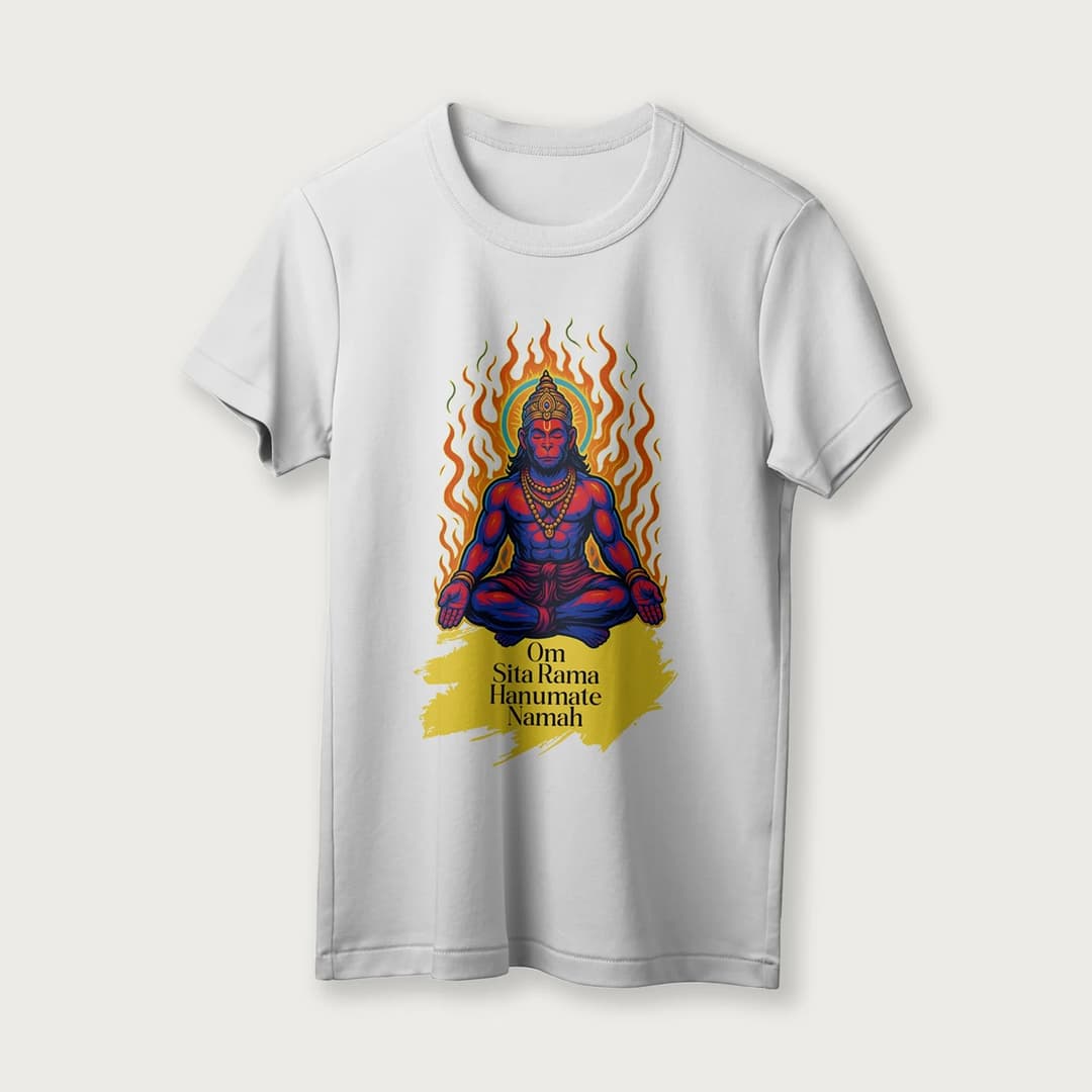 Om Sita Rama Hanumate Namah | English | Unisex T-Shirt | 100% Cotton | Regular Fit | Spiritual Graphic Tee | D1 image 15