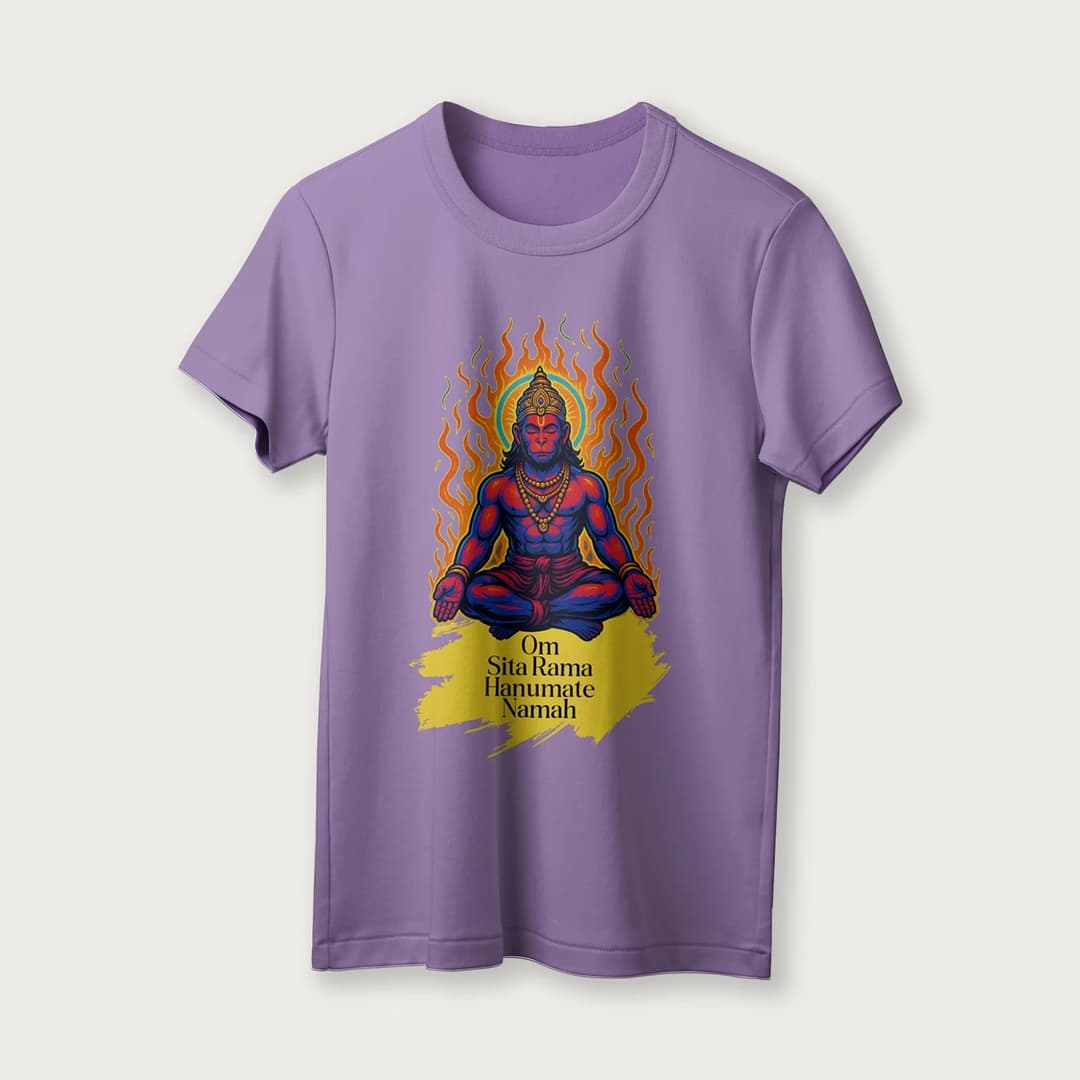 Om Sita Rama Hanumate Namah | English | Unisex T-Shirt | 100% Cotton | Regular Fit | Spiritual Graphic Tee | D1 image 16