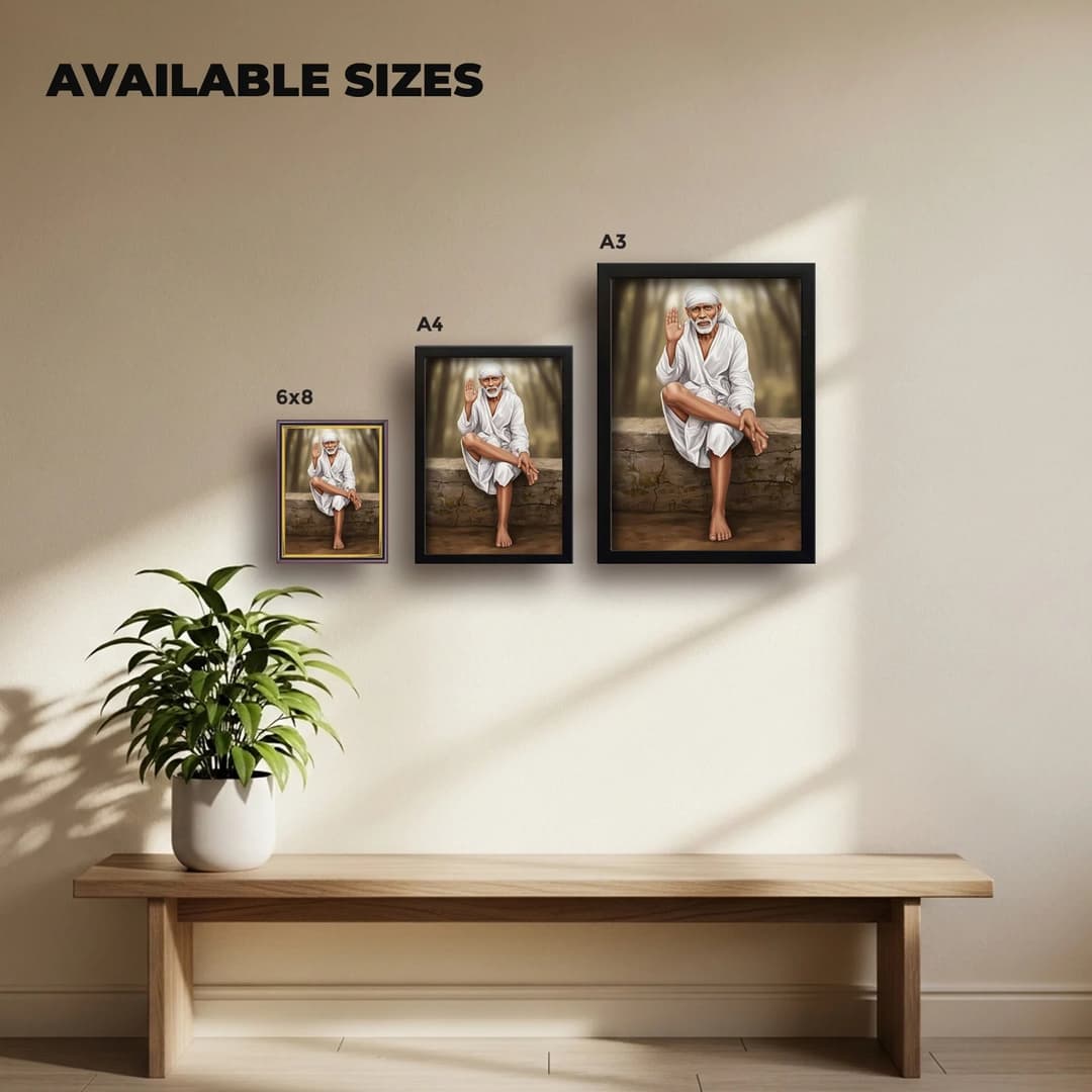 Shirdi Sai Baba | Spiritual Guru | Powerful Photo Frame | A3 | A4 | 6x8 inch image 1