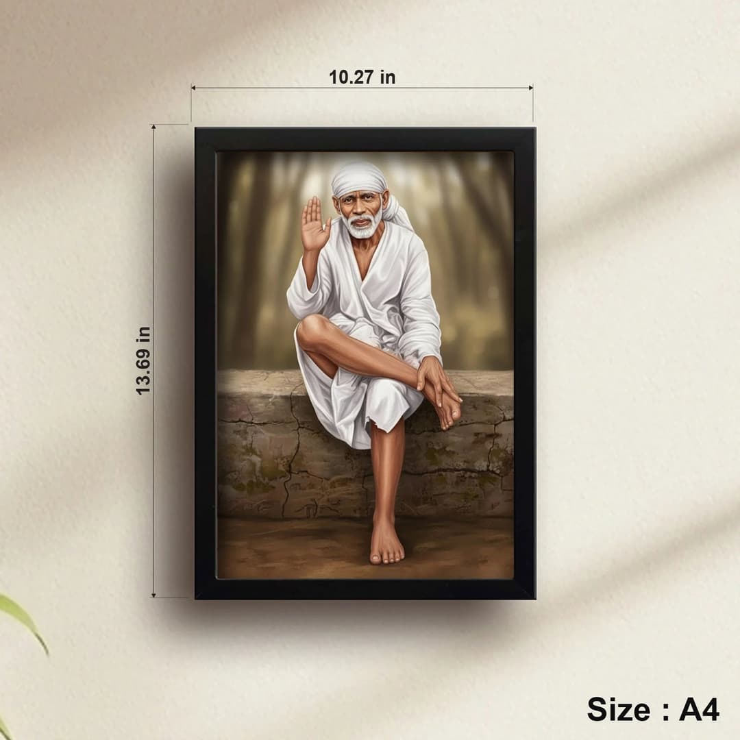 Shirdi Sai Baba | Spiritual Guru | Powerful Photo Frame | A3 | A4 | 6x8 inch image 3