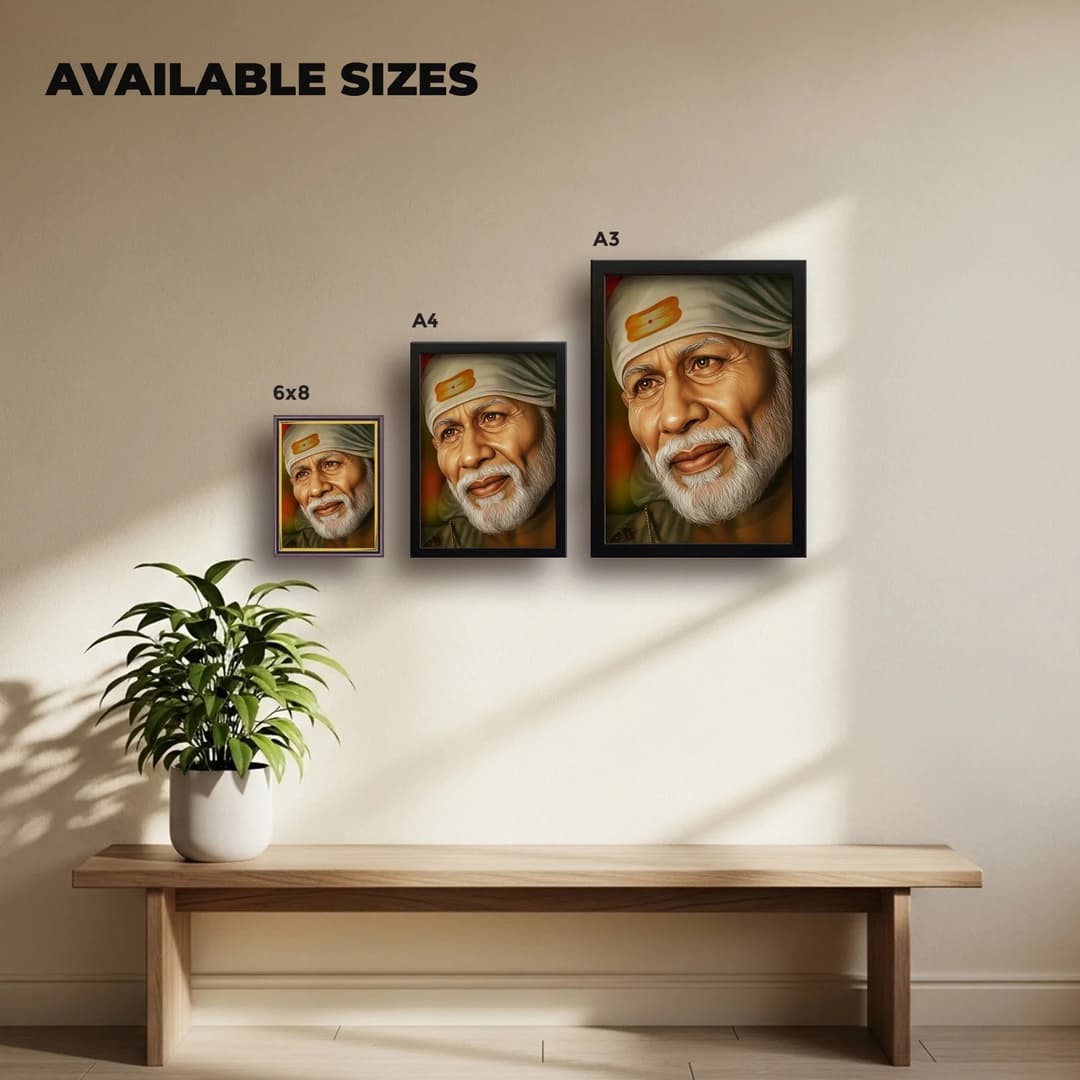 Shirdi Sai Baba | Spiritual Guru | Powerful Photo Frame | A3 | A4 | 6x8 inch D2 image 2
