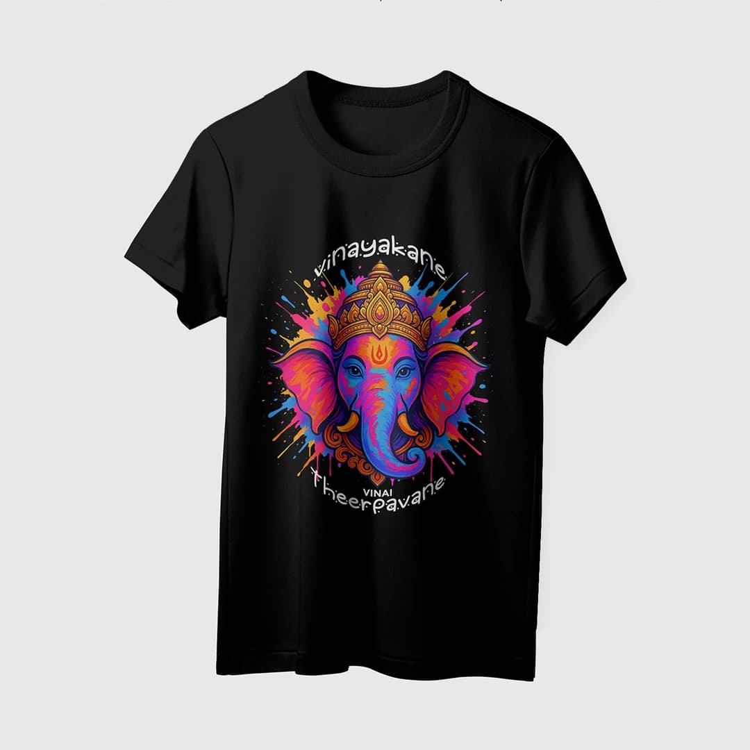 Vinayagane Vinai Theerapavane | English | Unisex T-Shirt | 100% Cotton | Regular Fit | Spiritual Graphic Tee | D1 image 9